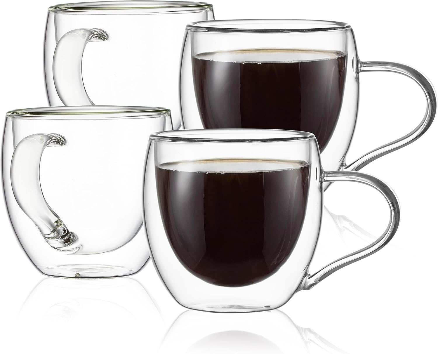 CNGLASS 5oz Espresso Mugs (Set of 4),Double Wall Insulated Glass Coffee