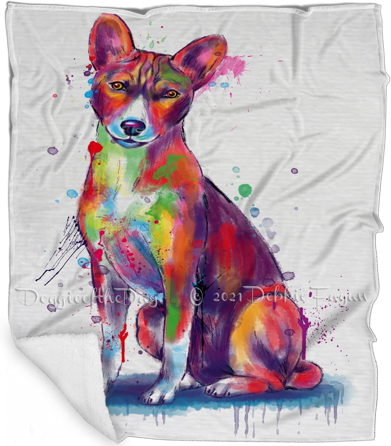 Watercolor Basenji Dog Blanket - Lightweight Super Soft Cozy and Durable Bed Blanket - Animal Theme Fuzzy Blanket for Sofa Bed Couch Luxury Soft BLNKT149425 (30x40 Fleece)