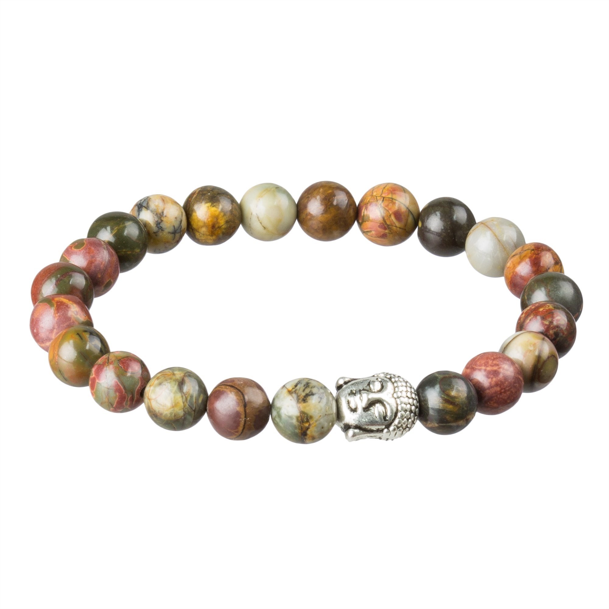 Agar Creations - Mens Womens Buddha Jasper Yoga Meditation Mala Bracelet - Earth Stone