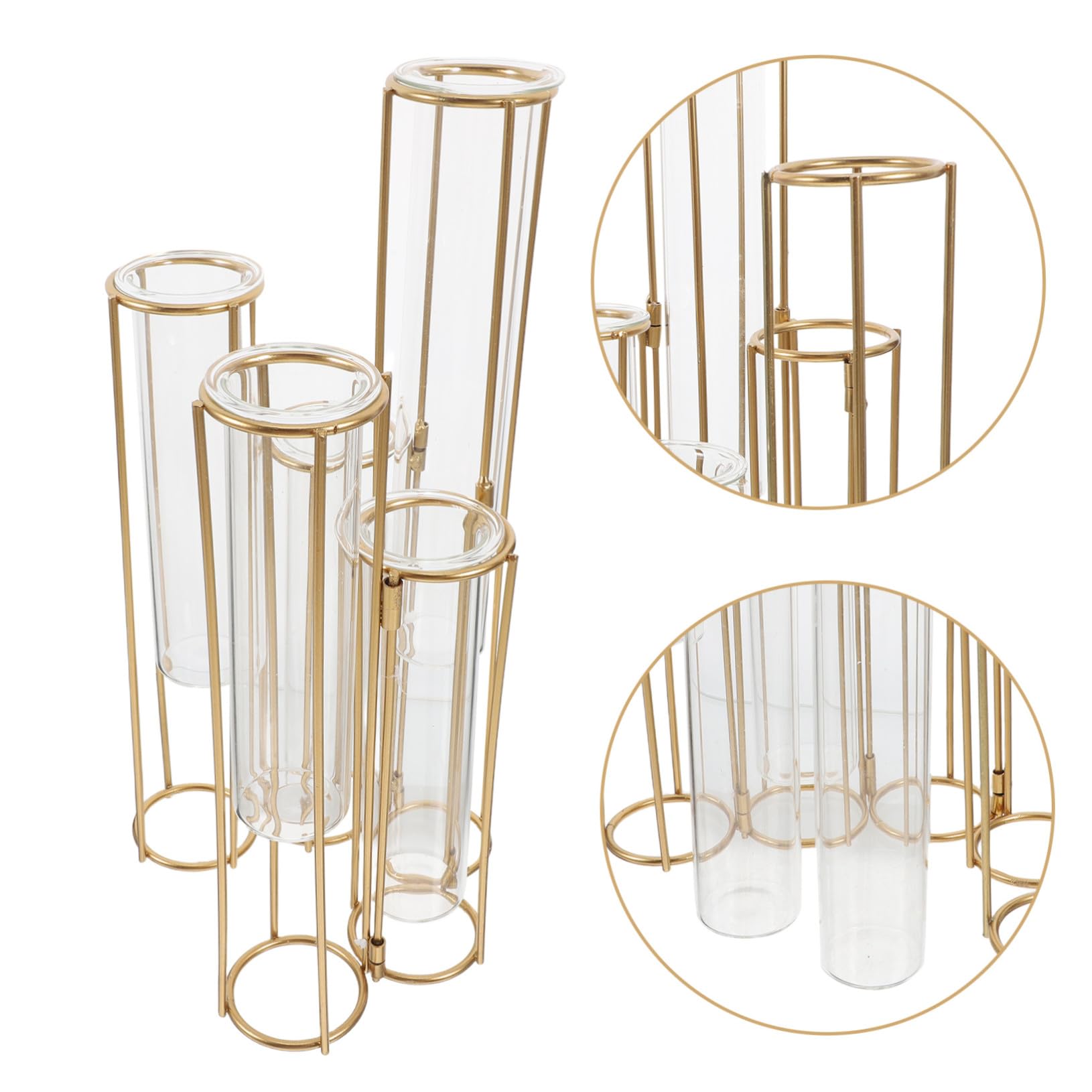 Vase Hydroponique Rotatif Verre avec Support Métallique Robuste pour Propagation de Plantes Décoration de Table pour Mariage et Intérieur