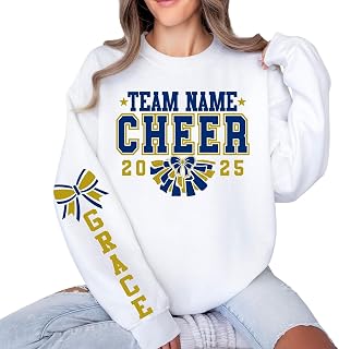 Custom Cheer Team Name Sweatshirt Cheerleader Sweater, Cheer Squad Sweaters, Cheer Mom with Name Shirt Personalized Cheer Mascot Sweatshirt Hoodie
