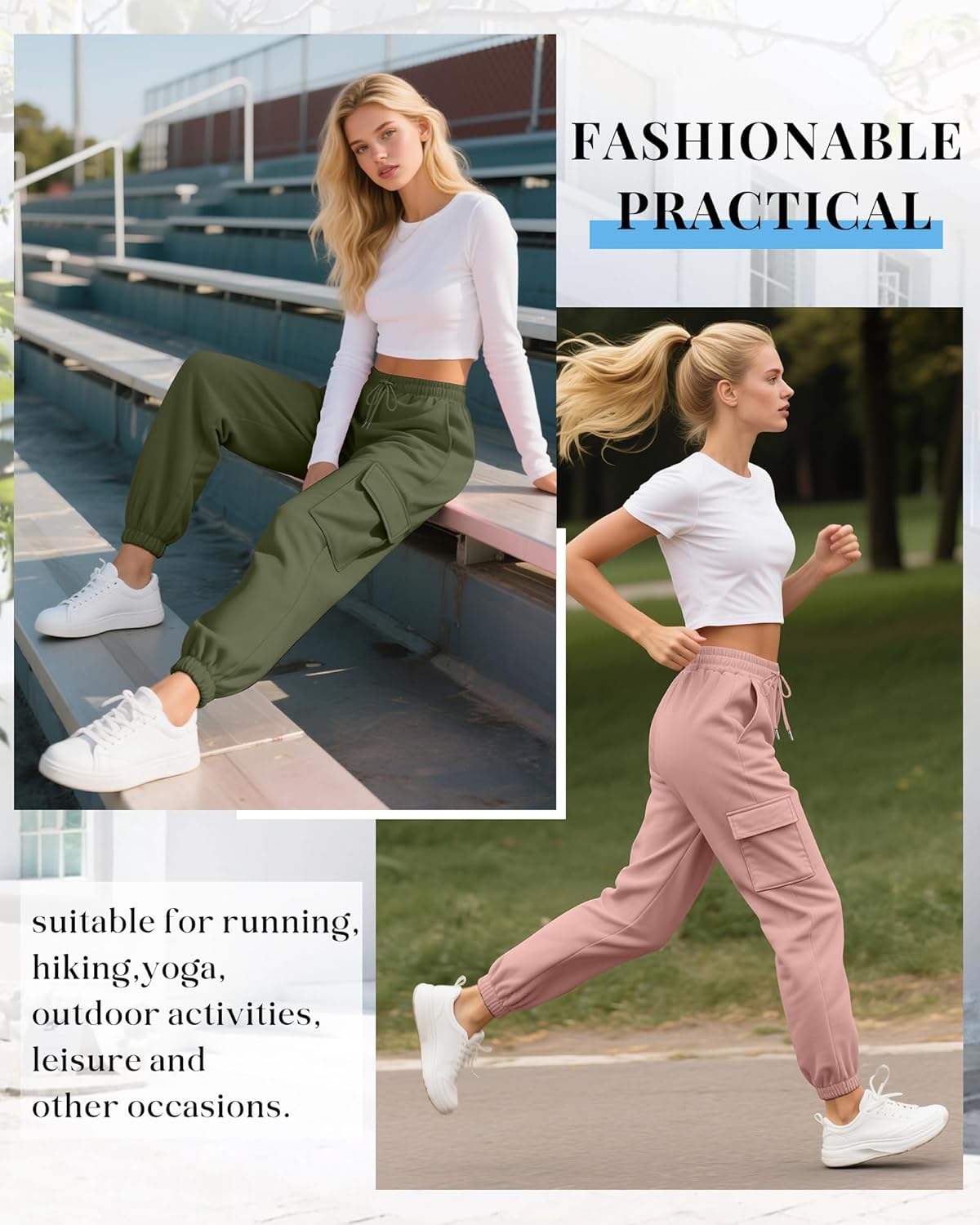 Neer 3 Pack Women's Cargo Sweatpants Joggers Pants Causal Gym Athletic Workout High Waist Bottom Y2k Fall Outfits with Pocket - Image 4