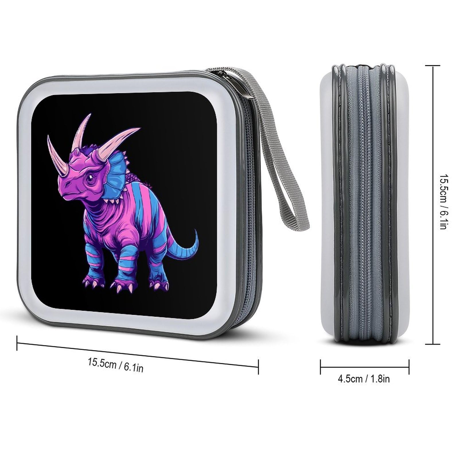 Bisexual Dinosaur CD Case Portable DVD Holder Storage Organizer for Home Travel
