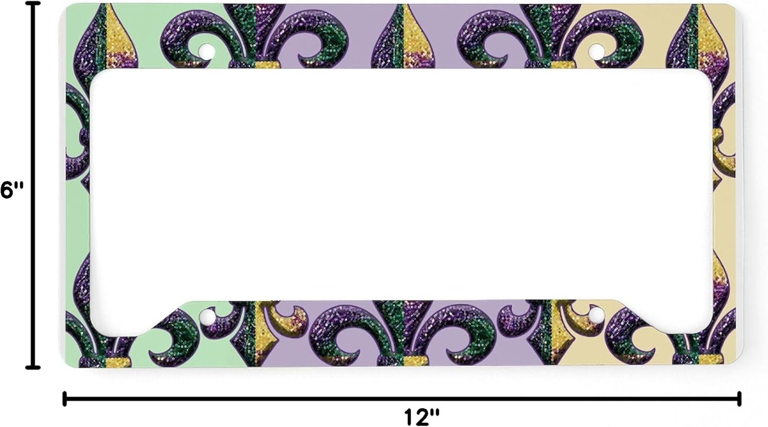 CafePress Fleur De Lis Mardi Gras Beads License Plate Holder Aluminum License Plate Frame, License Tag Holder