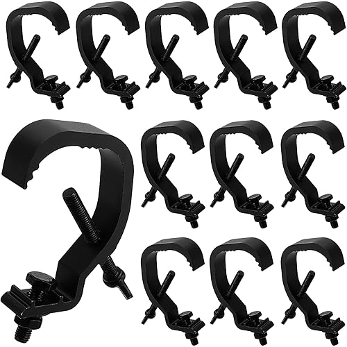 12 PCS Stage Light Clamp Hooks, Heavy Duty Aluminum Alloy Truss Clamps, Black