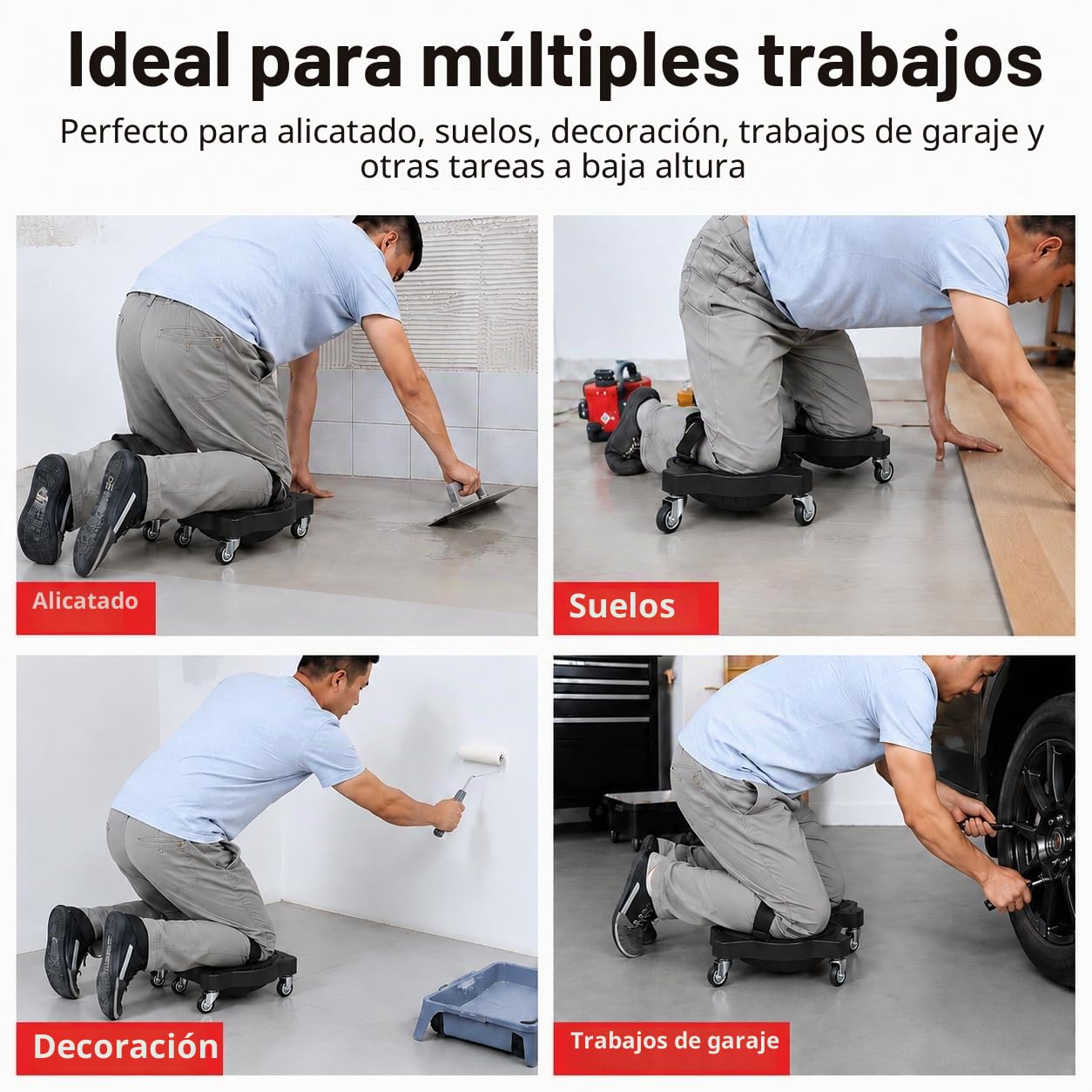 Rodilleras Enrollables, Rodillera de Protección Móvil, Rodilleras con Ruedas Que Ahorran Trabajo, Rodilleras Flexibles Deslizantes con Ruedas para Jardín, Construcción de Trabajo