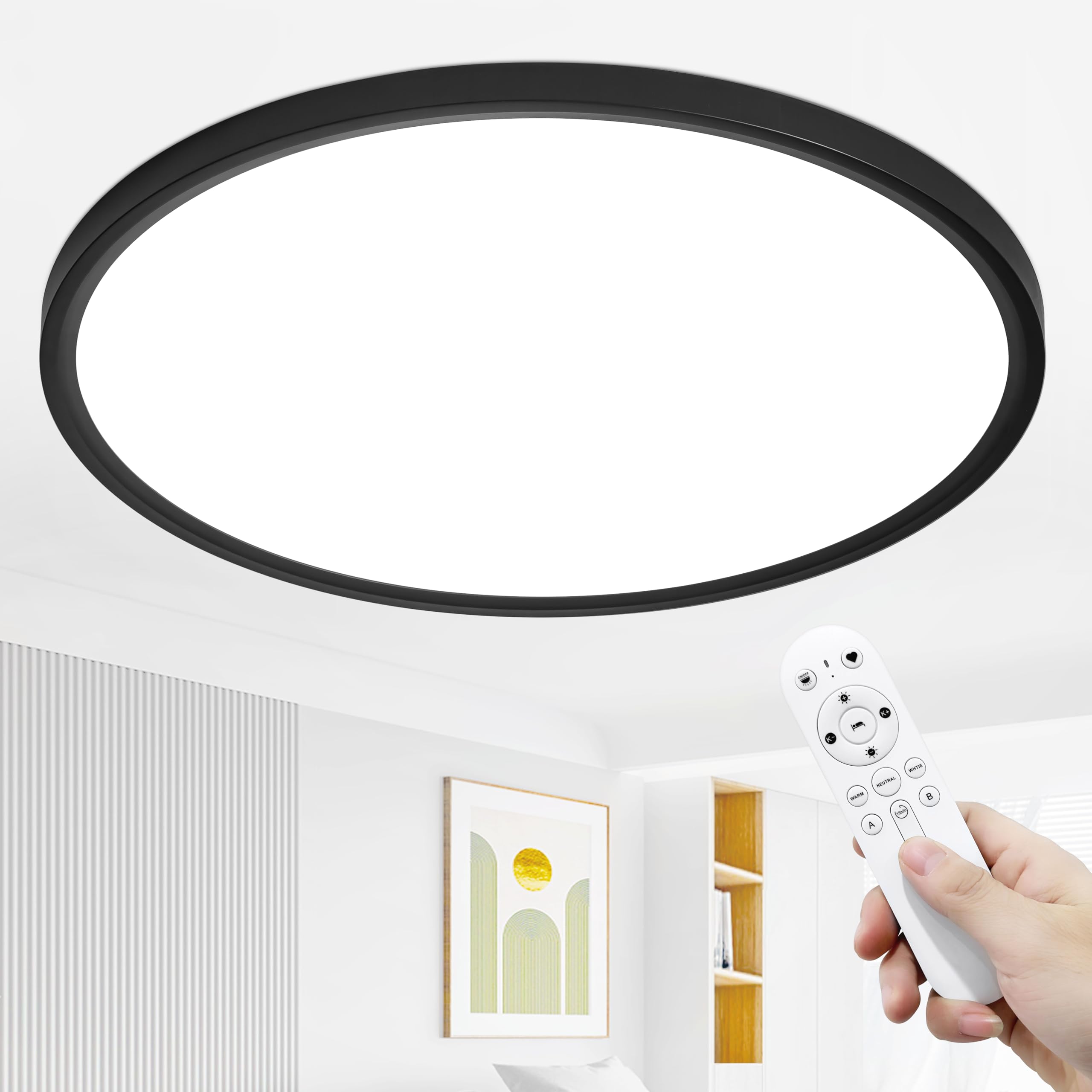 MOONSEA LED Deckenleuchte Flach Rund für Wohnzimmer Schlafzimmer Küche