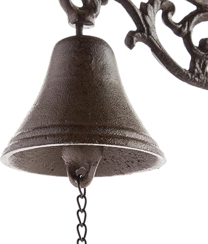 Miniatura 9 de Juvale Campana de cena para exteriores, 6.7 x 8.9 x 0.8 pulgadas, hierro fundido negro, estilo antiguo, campana de bienvenida al aire libre para