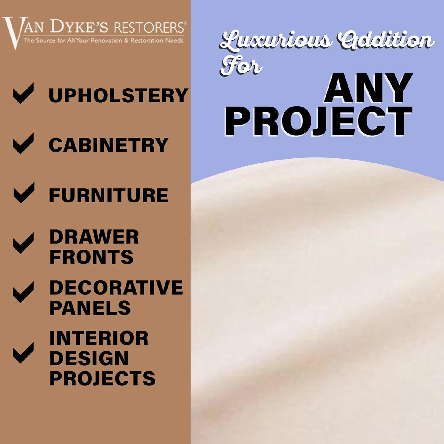 Van Dyke's Restorers All Natural Cotton Twill Tambour Cloth for Furniture, Upholstery, Cabinetry, and Interior Design Projects, 36"x54" (Sold by The Yard)