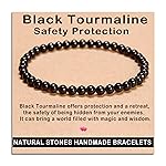 AD Beads Handmade Gemstone Stretch Elastic Bracelet Crystal Healing Reiki Nature\'s Beauty and Spiritual Essence Unisex (4mm, Black Tourmaline (Best protection))