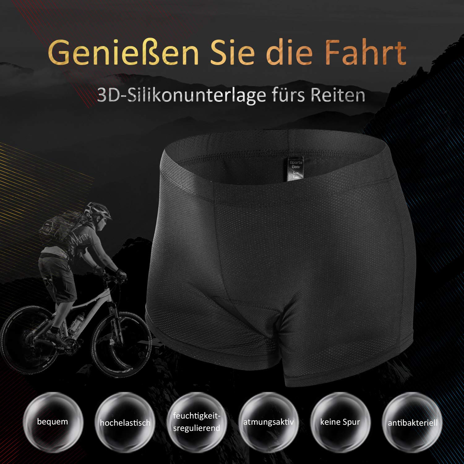 Radunterhose Herren -Fahrradhose Herren Gepolstert -Radfahrer Unterhose -Fahrradunterhose mit Sitzpolster -Radlerunterhose -Radfahren Unterwäsche mit 3D Gel