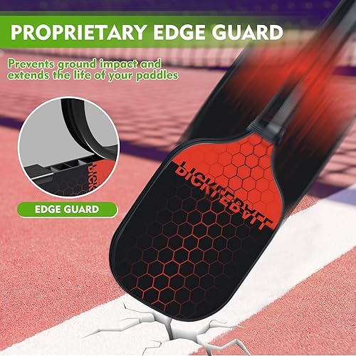 Miniatura 3 de Juego de 2 palas de pickleball ligeras, juego de pickleball de fibra de vidrio, agarre cómodo, ergonómico, núcleo de panal de abeja, regalos de