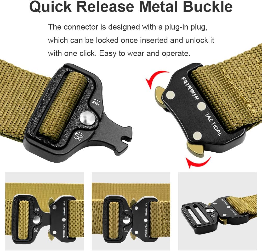 FAIRWIN Men's Tactical Belt, Rigger Belt, Utility Nylon Web Waist Work Belt for Men with V-ring Quick-Release Buckle - Image 4