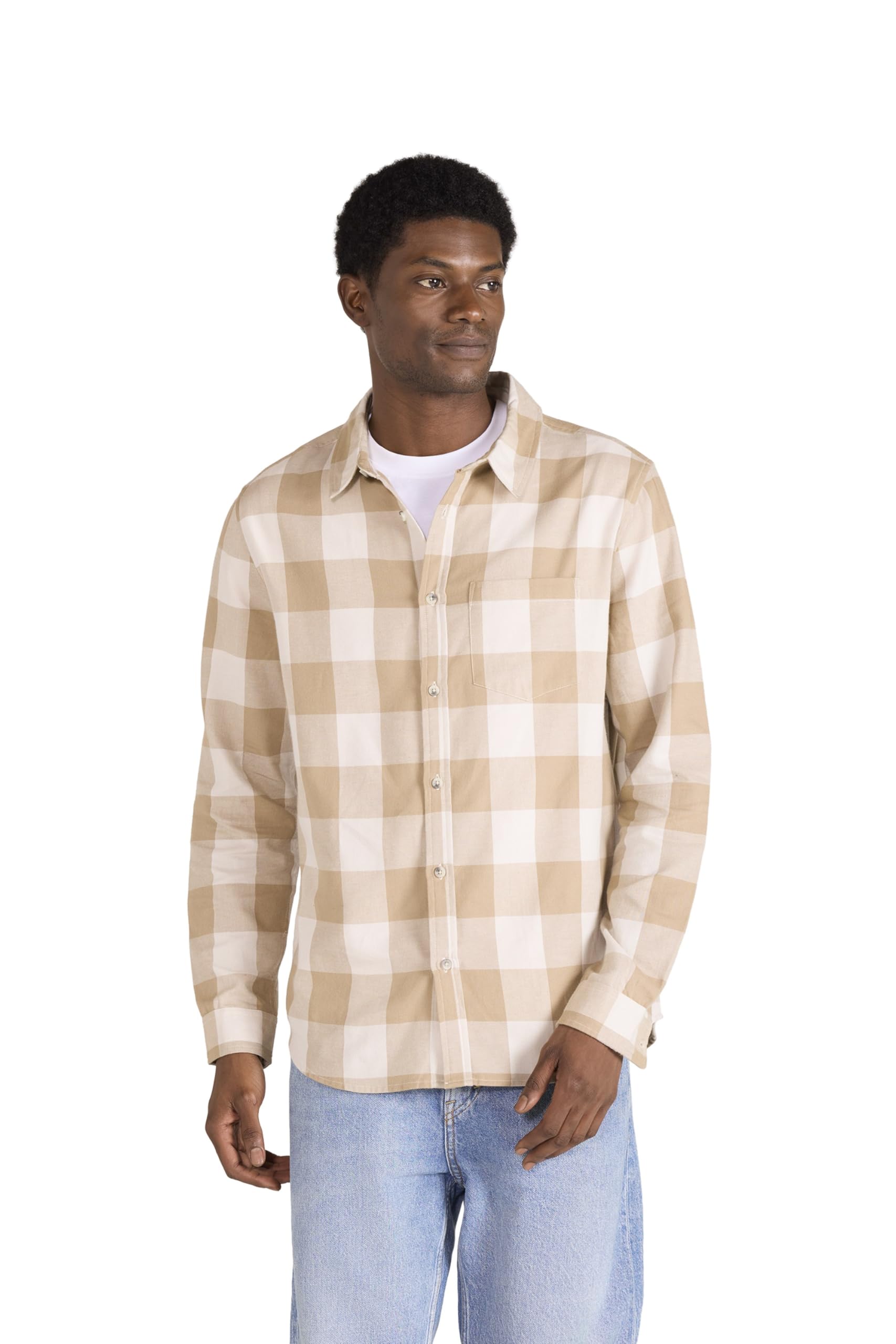 Animal Men's Cream Cove Flannel Shirt - Breathable & Lightweight Top With Front Pocket, Relaxed Fit - Spring Summer, Outdoors, Holiday, Walking, Hiking Xl