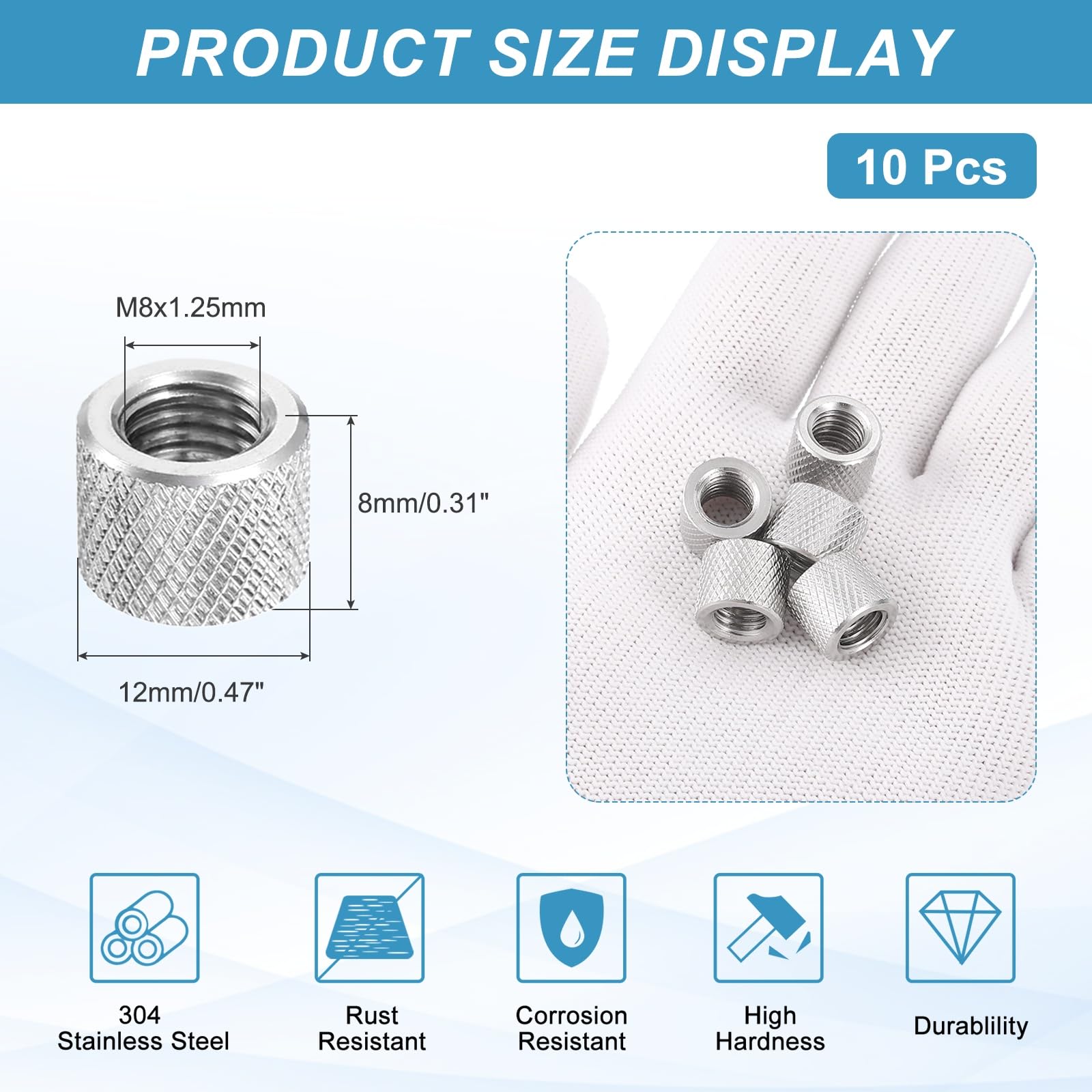 PATIKIL M8 Round Connector Nuts - Image 2