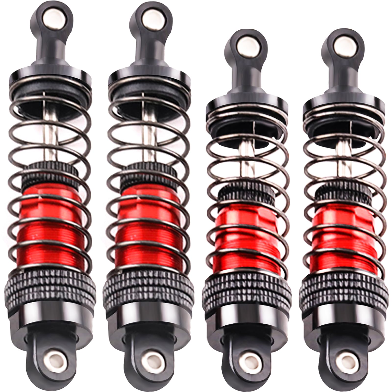 Oil-Fill Shock Absorbers for 1/14 1/16 1/12 RC Cars, 75mm & 81mm Hydraulic Suspension Kit, DIY Refillable Dampers with Alloy Body, Compatible for MJX, HSP, WLtoys, SCY, FMS, Traxxas (Oil Not Included)