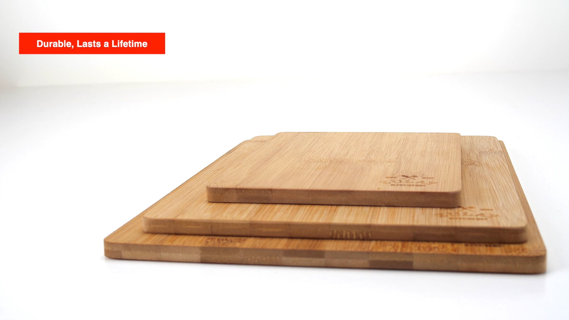Juego de 3 tablas de cortar de bambú cuadradas miniatura 7