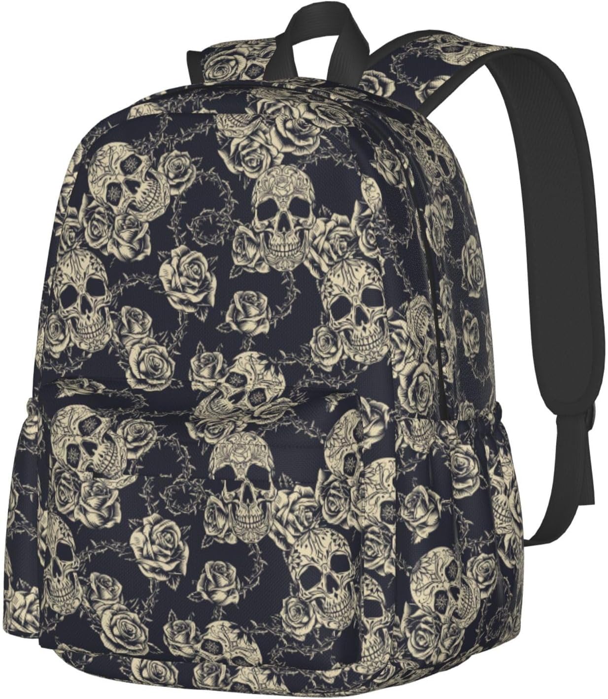Skull Rose Backpack School Bag Lightweight Bookbag Laptop Travel Daypack For Kids Girls Boys Teens - Image 2