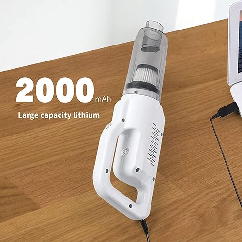 Miniatura 7 de Potente aspiradora inalámbrica de succión de 20000 Pa, aspiradora de palo de 39.37 pulgadas, tiempo de funcionamiento de 30 minutos, ligera, blanca,