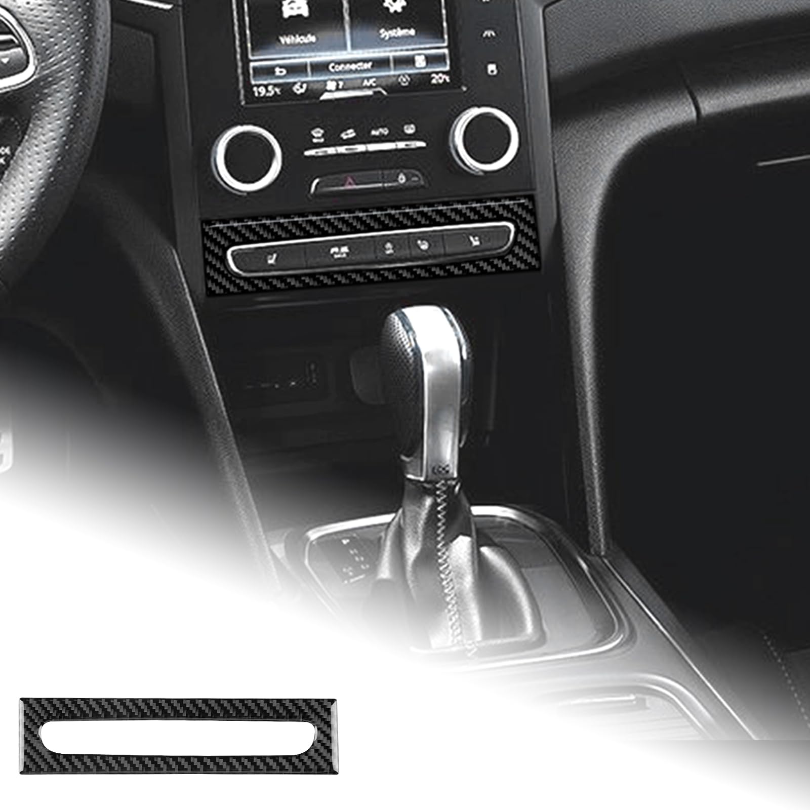 KUNGKIC Pour Renault Megane 4 2016 2017 2018 2019 2020 2021 2022-2025 Panneau de commande central de voiture en fibre de carbone Panneau de commande multifonction Panneau décoratif Autocollant