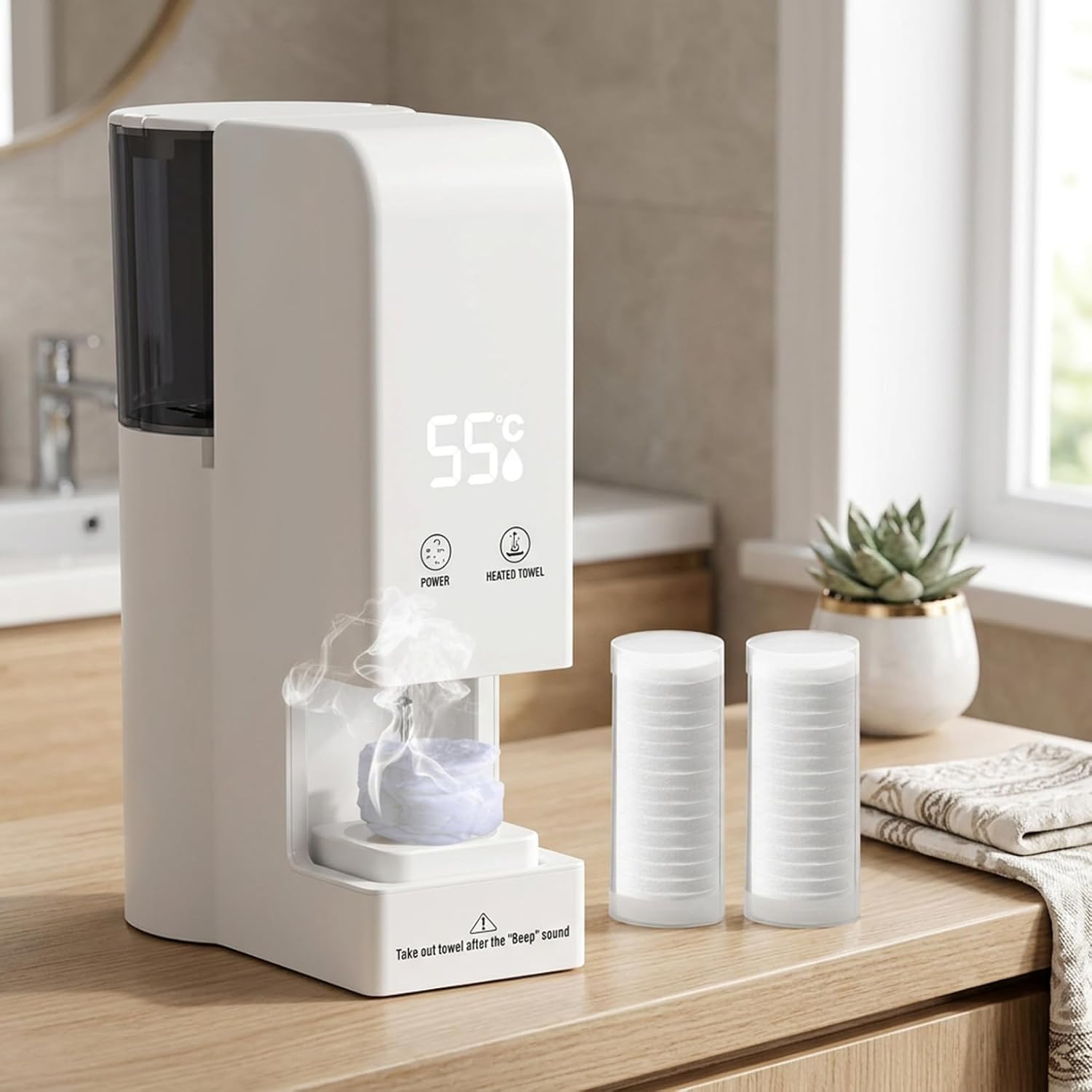 Hot Towel Machine, Smart Hot Towel Dispenser with Precise Temperature Control 5-Second Heating for Spa-Like Warmth, Face & Hands