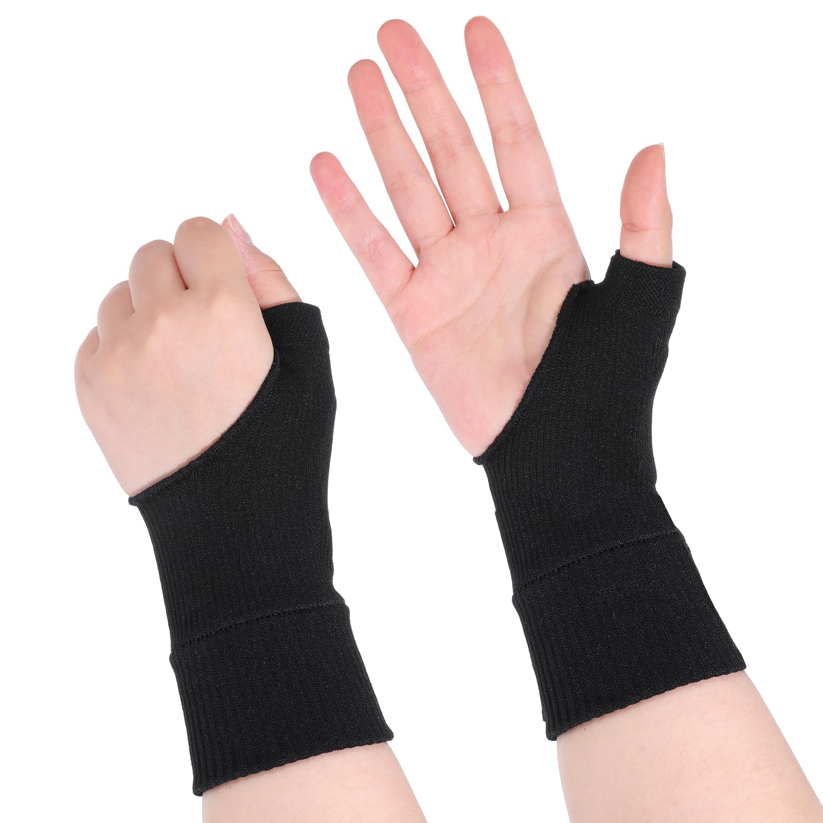 BOHUIZ 2 Pcs Thumb Wrist Arthritis Gloves For Women, Compression Gloves with Gel Pad Elastic Compression Sleeves Fingerless Glove for Arthritis Pain Breathable Wrist Support Brace Glove