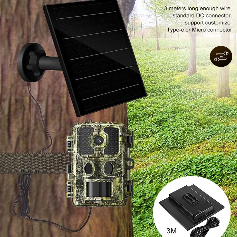 5W Trail Camera Solar Panel, 12V Solar Battery Kit Build-in 5200mAh Rechargeable Battery, Hunting Accessories for Game Camera IP65 Waterproof, Continuous Solar Power for Trail Camera - Image 3