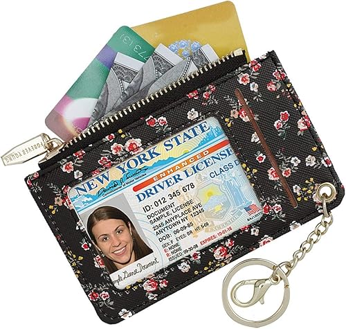 Miniatura 7 de Carteras pequeñas de cuero delgado para mujeres, tarjetero, cartera, monedero con llavero