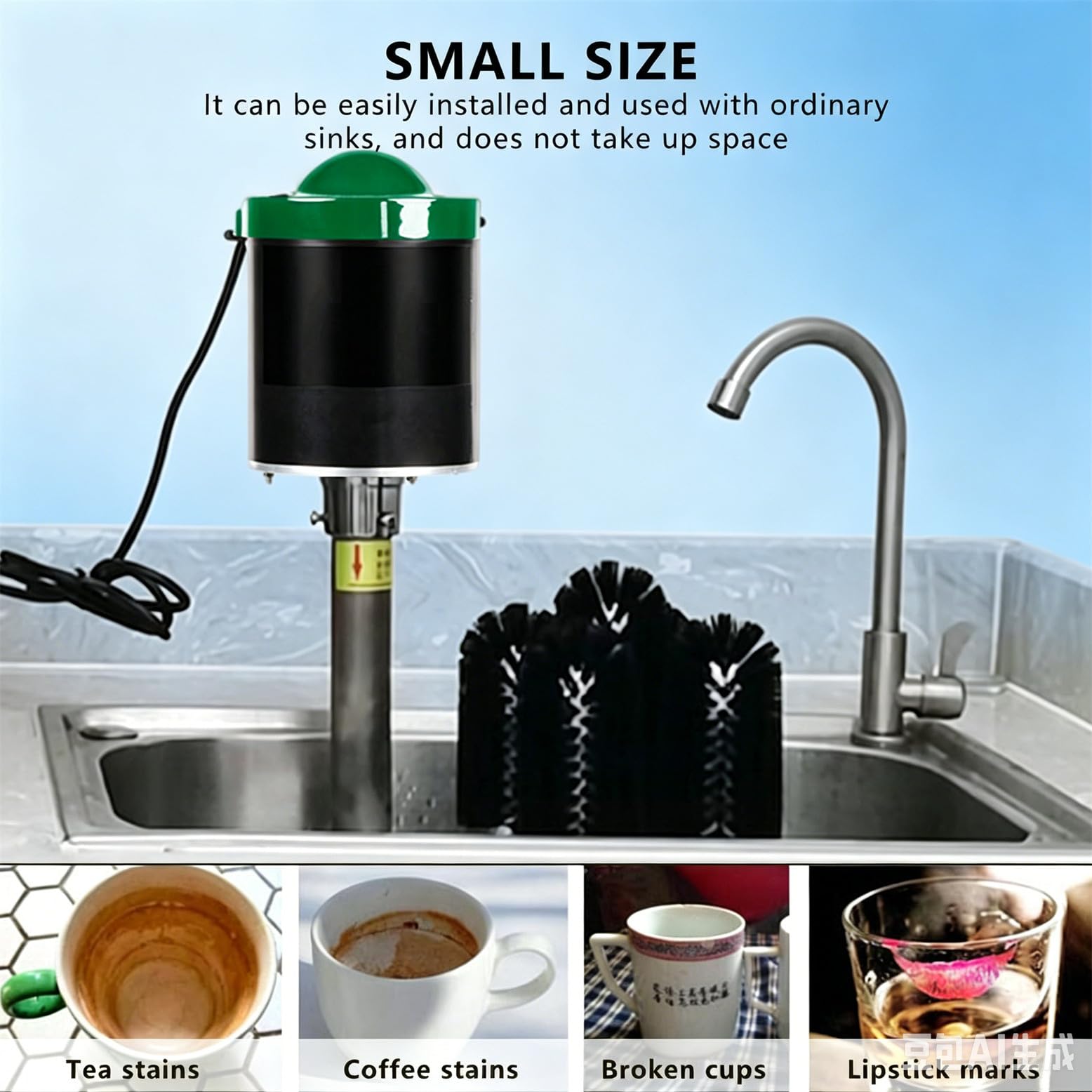 Lavabicchieri Professionale, Macchina elettrica a 5 spazzole e 240 Giri/min per la Pulizia di Bicchieri da Vino, Ideale per Bar, ristoranti e caffetterie - Lavabicchieri Professionale