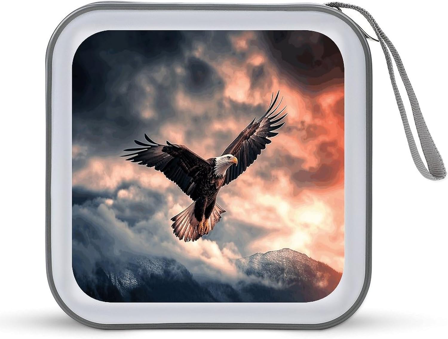 The Eagle Flies Bravely in The Sky CD Case Binder for Travel Car DVD Storage Box with Handles Fashion DVD Storage Case Cover CD Storage Binder for Movie Music Audio Disks 40 Disc Units