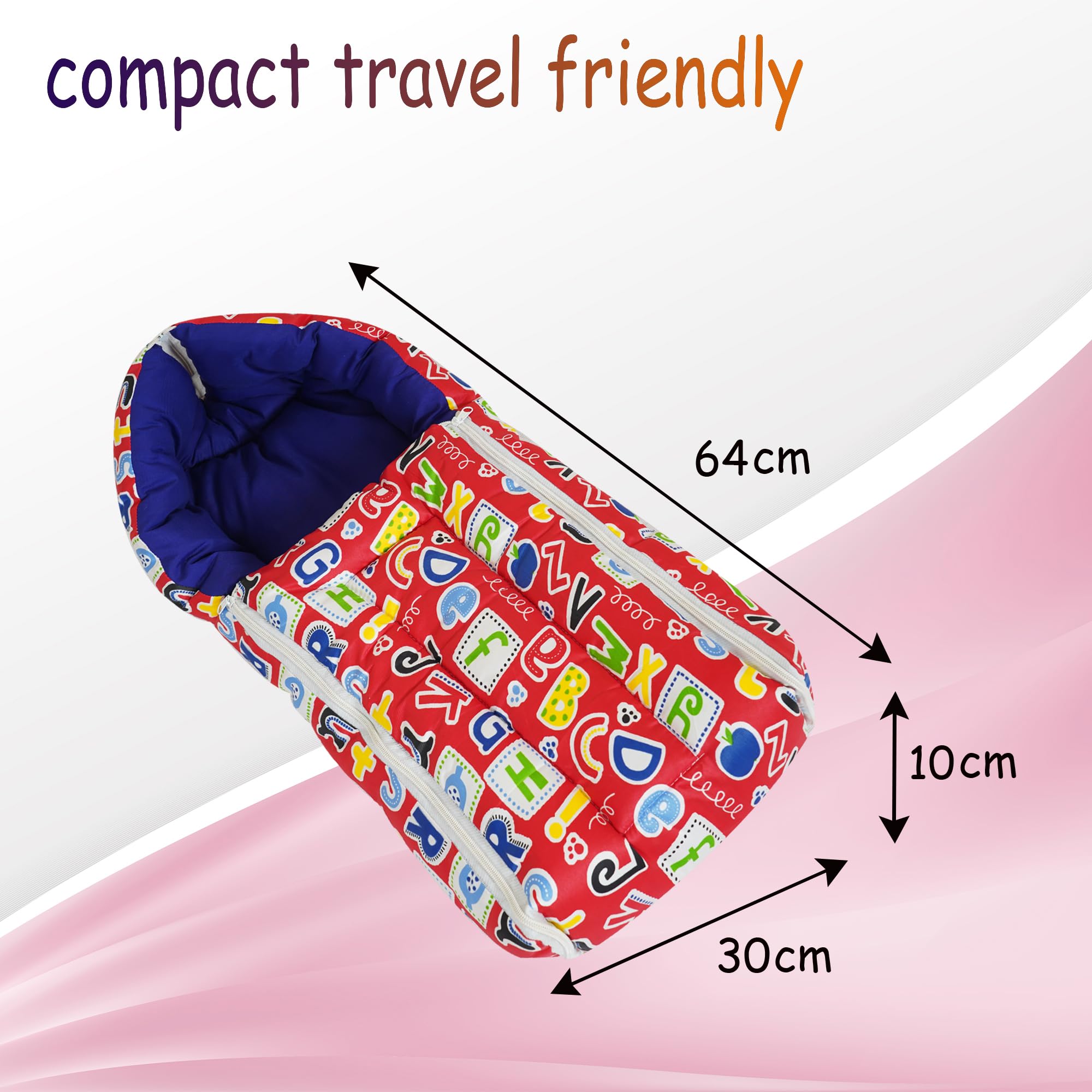 Sharma Clothing Pure Soft Cotton Baby Boys and Baby Girls 3 in 1 Multi Usage Sleeping Bag and Carry Bag and Bed kam (0-7Months,Red)