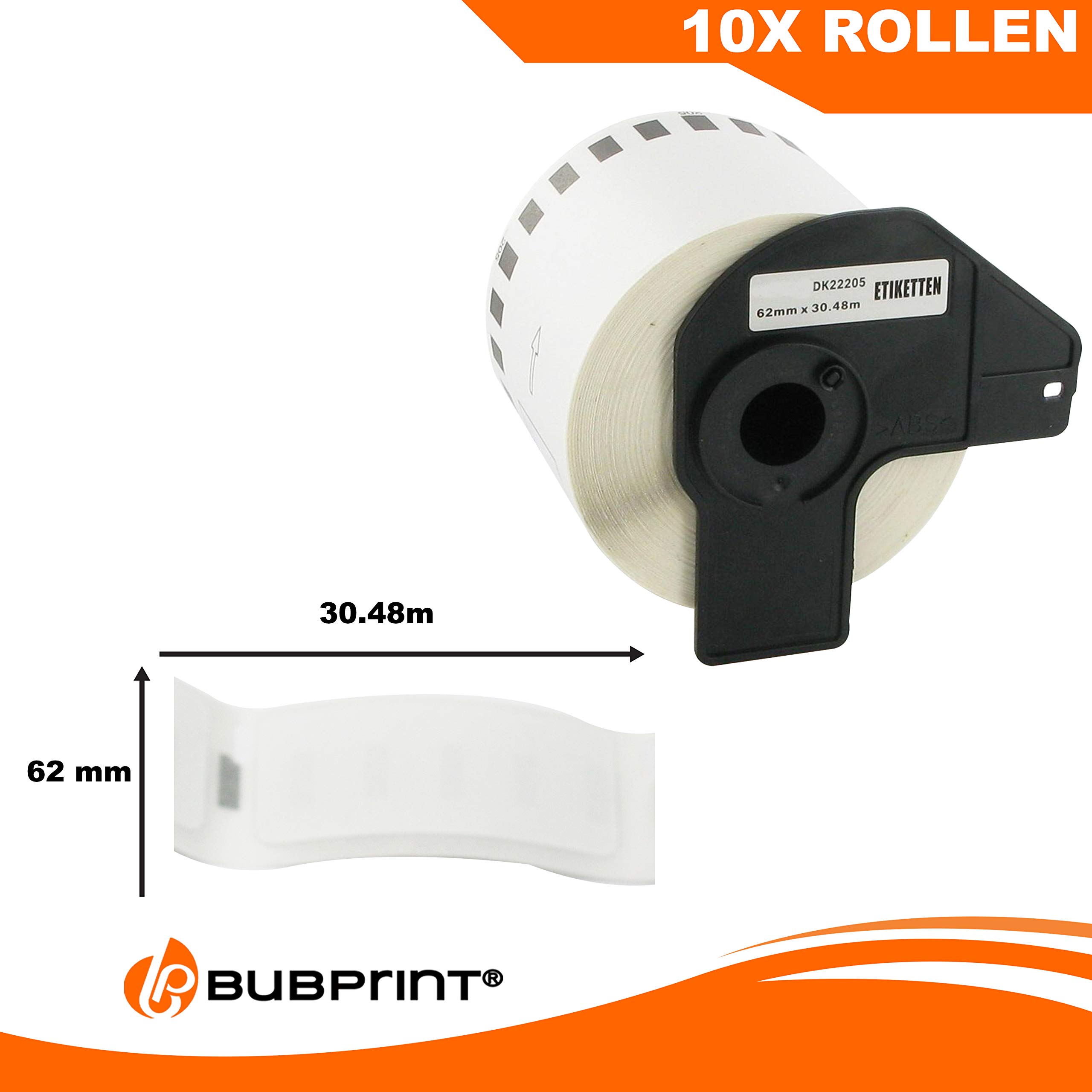 Bubprint 10 Etiketten kompatibel mit Brother DK-22205