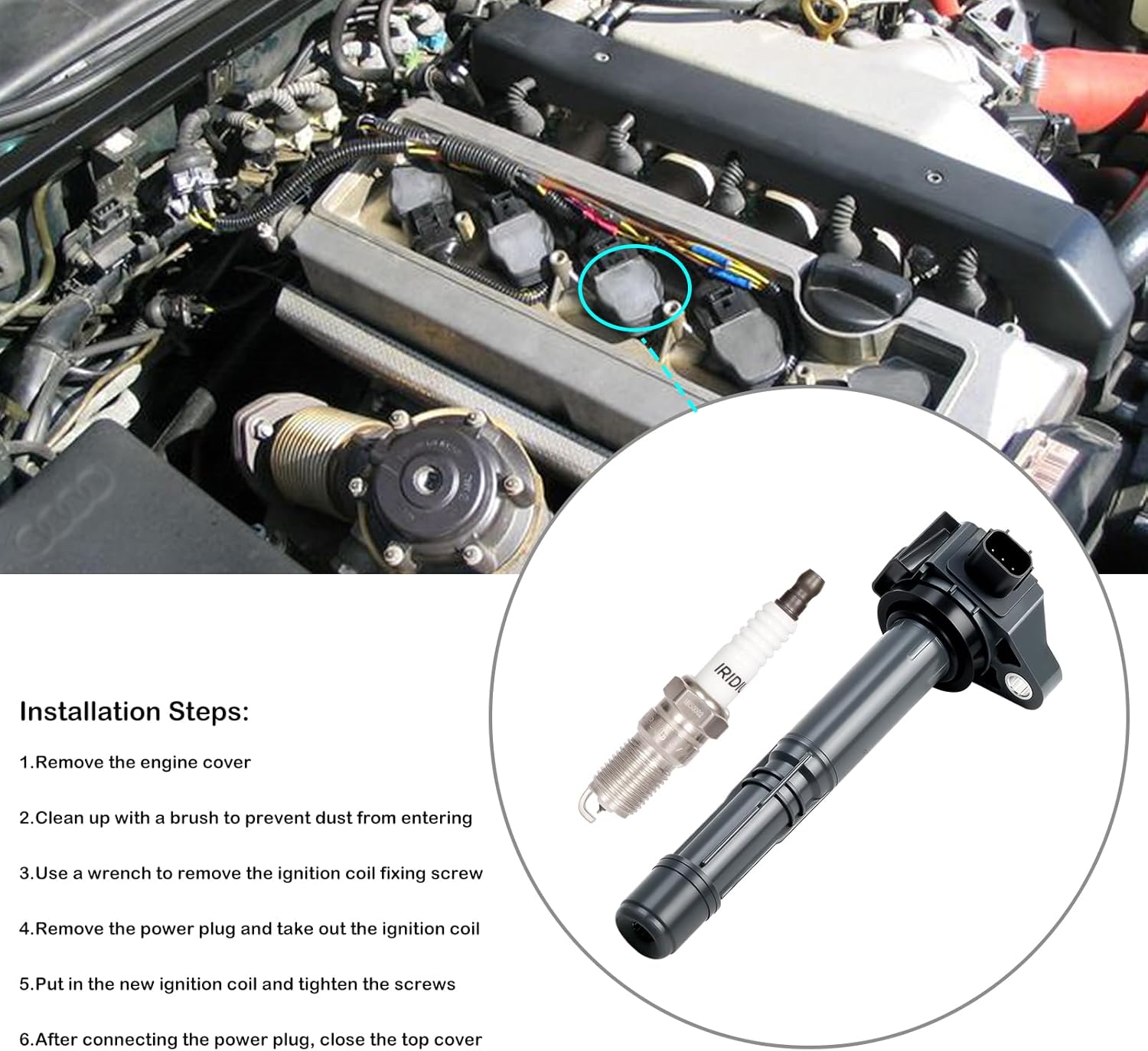 Set of 4 Ignition Coil Pack & Spark Plugs for 2.4L 2013 2014 2015 2016 2017 Honda Accord, 2015-2019 Honda CRV CR-V, 16-2022 Acura ILX, 15-2020 Acura TLX Spark Plugs and Coils Replaces# UF712 5C1889