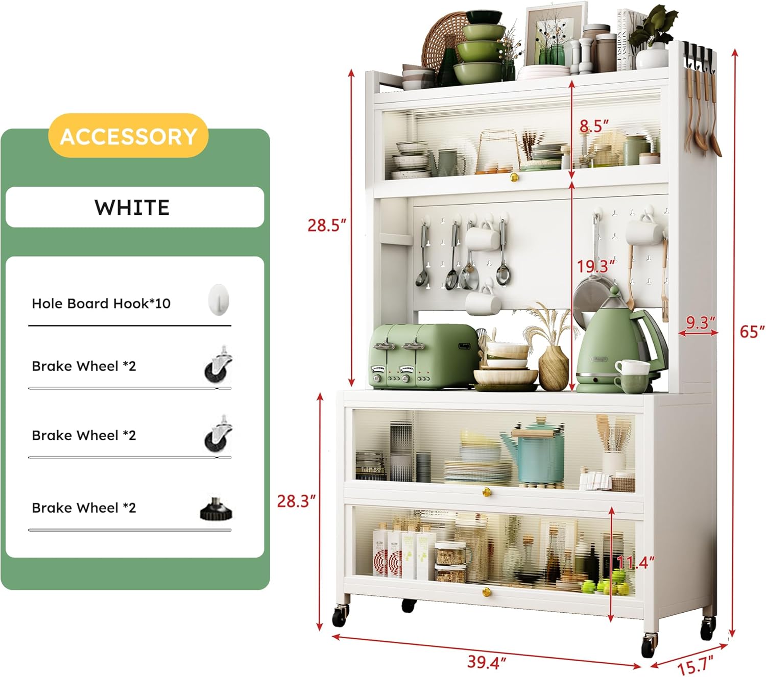 67.3 Kitchen Pantry Storage Cabinet, Storage & Microwave Oven Countertop, Pantry Cabinets with 6 Height-Adjustable Shelves Versatile Storage for Kitchen, Living Room, Dining Room