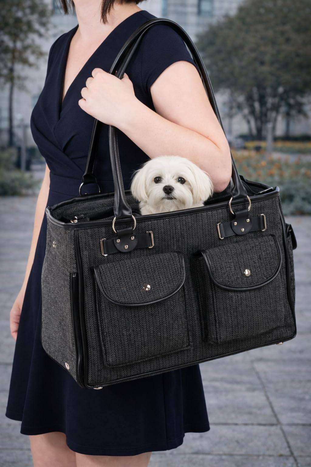 Transportín Gato – Perro – Laura – Bolsa en Textil con ventilación y Bolsillos con Cierre magnético