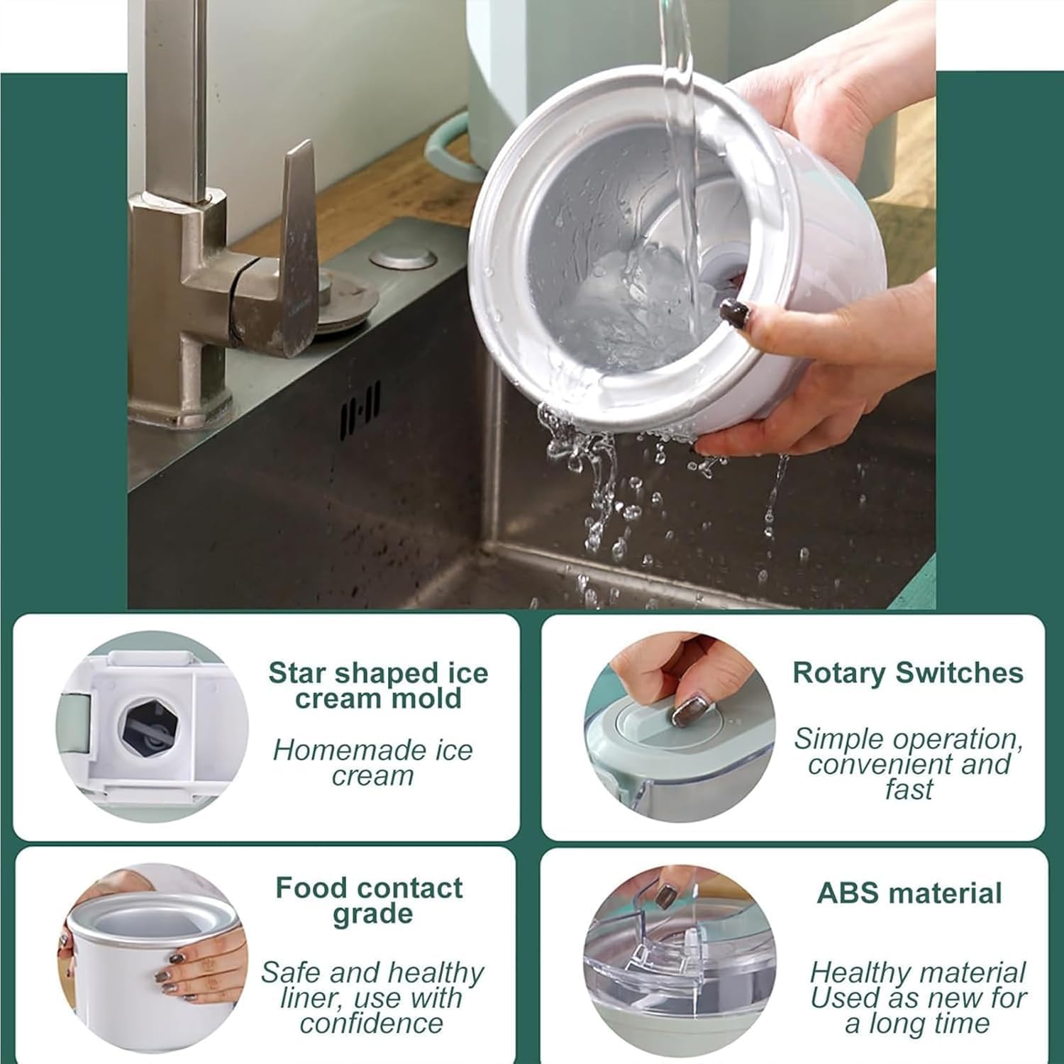 Macchina per Gelato Soft E Macchina per Yogurt per Uso Domestico, Bar, Caffetteria - Macchina Automatica per Dessert Surgelati da 1 Litro con Congelatore Incorporato