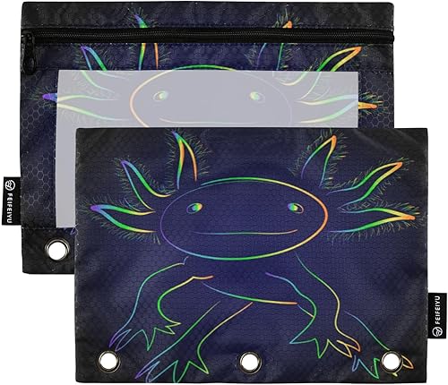 Miniatura 7 de Gredecor Estuche para lápices con 3 anillos, con cremallera de dinosaurio, paquete de 2 unidades, organizador transparente para la escuela y la