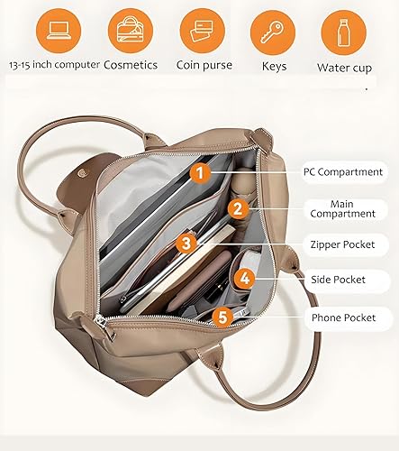 Miniatura 4 de YXBQueen Bolsa para laptop para mujer, impermeable, ligera, bolsa de mano para computadora, bolso grande de hombro con cremallera, 1315 pulgadas