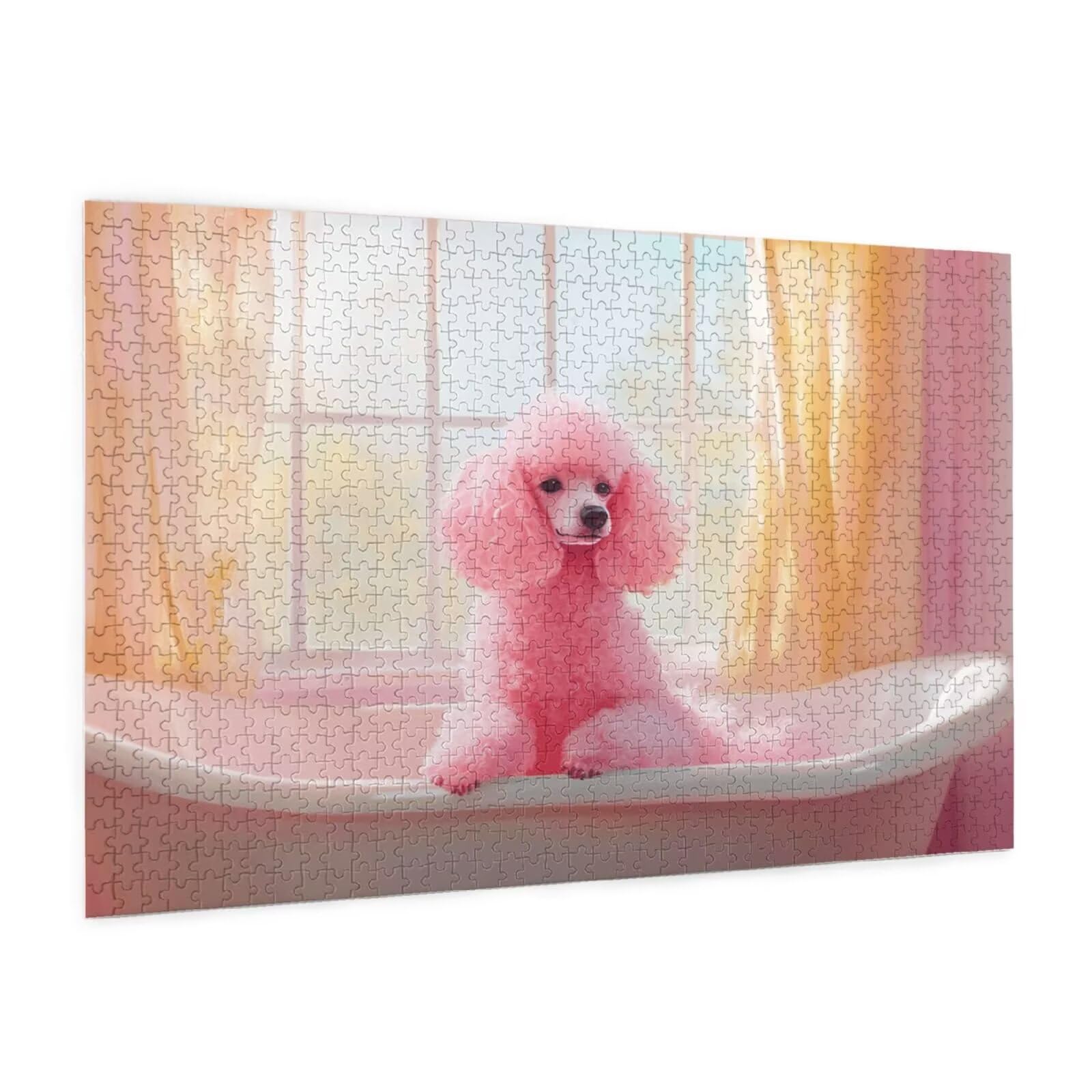 Puzzle z psem, 6000 elementów, różowe puzzle dla dorosłych, z pudełkiem na prezent, "zrób to sam", duże drewniane puzzle dla dorosłych, gra zręcznościowa dla całej rodziny, prezenty dla kobiet, 105 x
