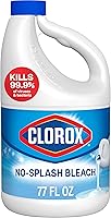 Clorox No-Splash Concentrated Bleach, 77 oz - Splashless Formula Kills 99% Germs, Removes Tough Stains