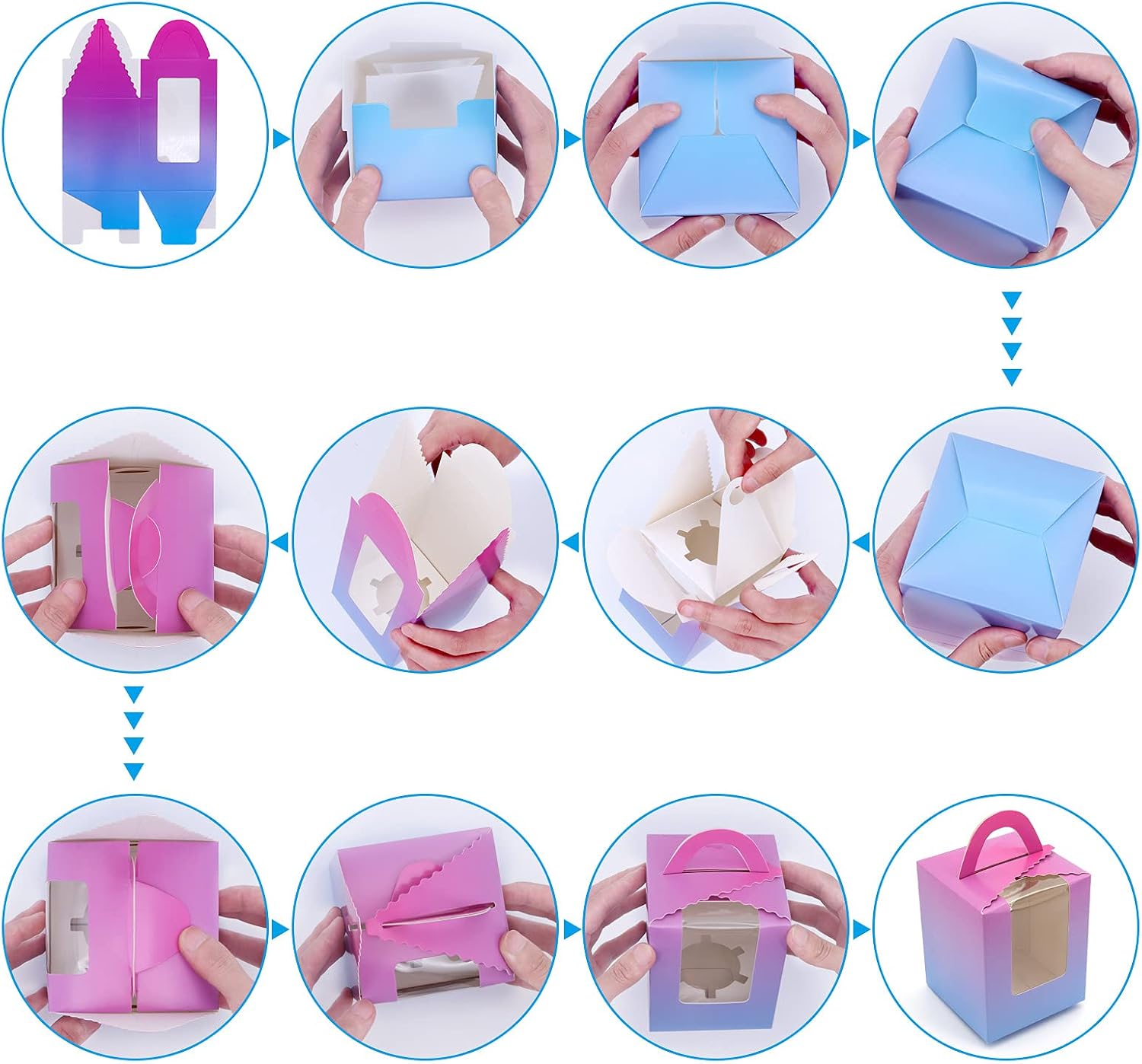 JJoexyfit 20Pcs Single Cupcake Boxes, Individual Cupcake Boxes with Handle - Image 4