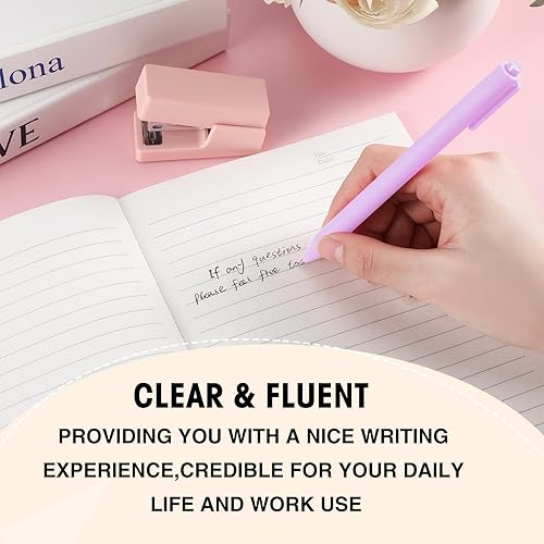 Miniatura 10 de Fulmoon 50 bolígrafos retráctiles cómodos a granel, bolígrafos de tinta negra, bonitos suministros de regreso a clases en punta media de 0.039