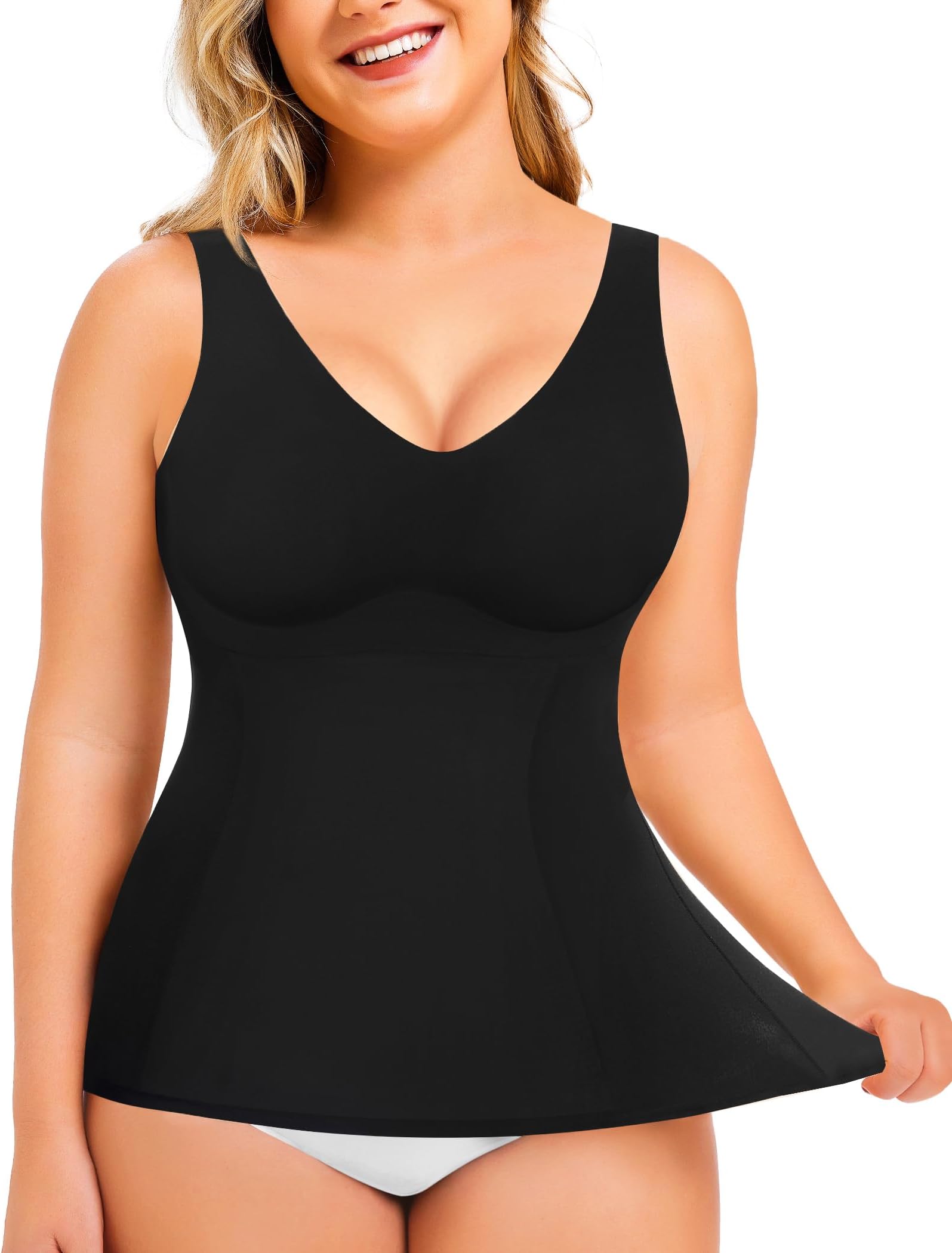 LODAYShapewear Tummy Control Tank Top Compression Tanks for Women V-Neck Camisole Cami Slimming Body Shaper