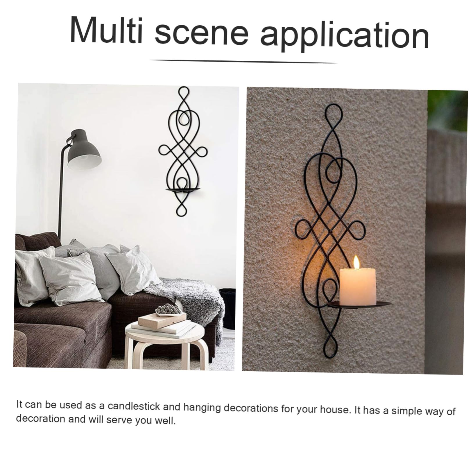 TOPPERFUN 1set Creative Iron Candle Holder Wall Mount Unique Chinese Ornament for Home Decoration for Living Room Dining Decor