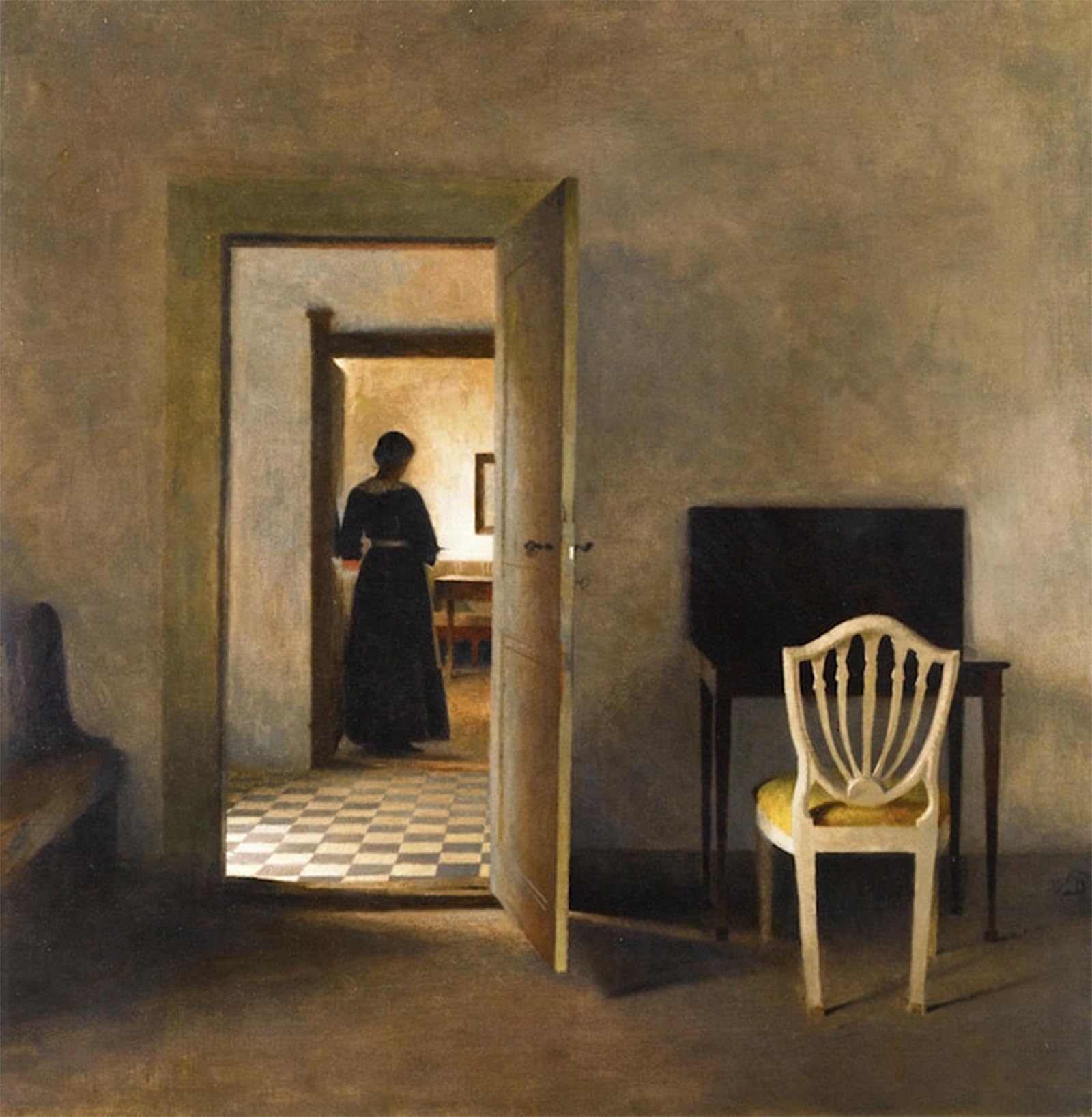 ARTXLXXBN Famous Prints Artwork Pictures Poster Painting Art Interior with White Chair by Peter Vilhelm Ilsted Artwork Landscape Pictures for Home Decor 60x90cm