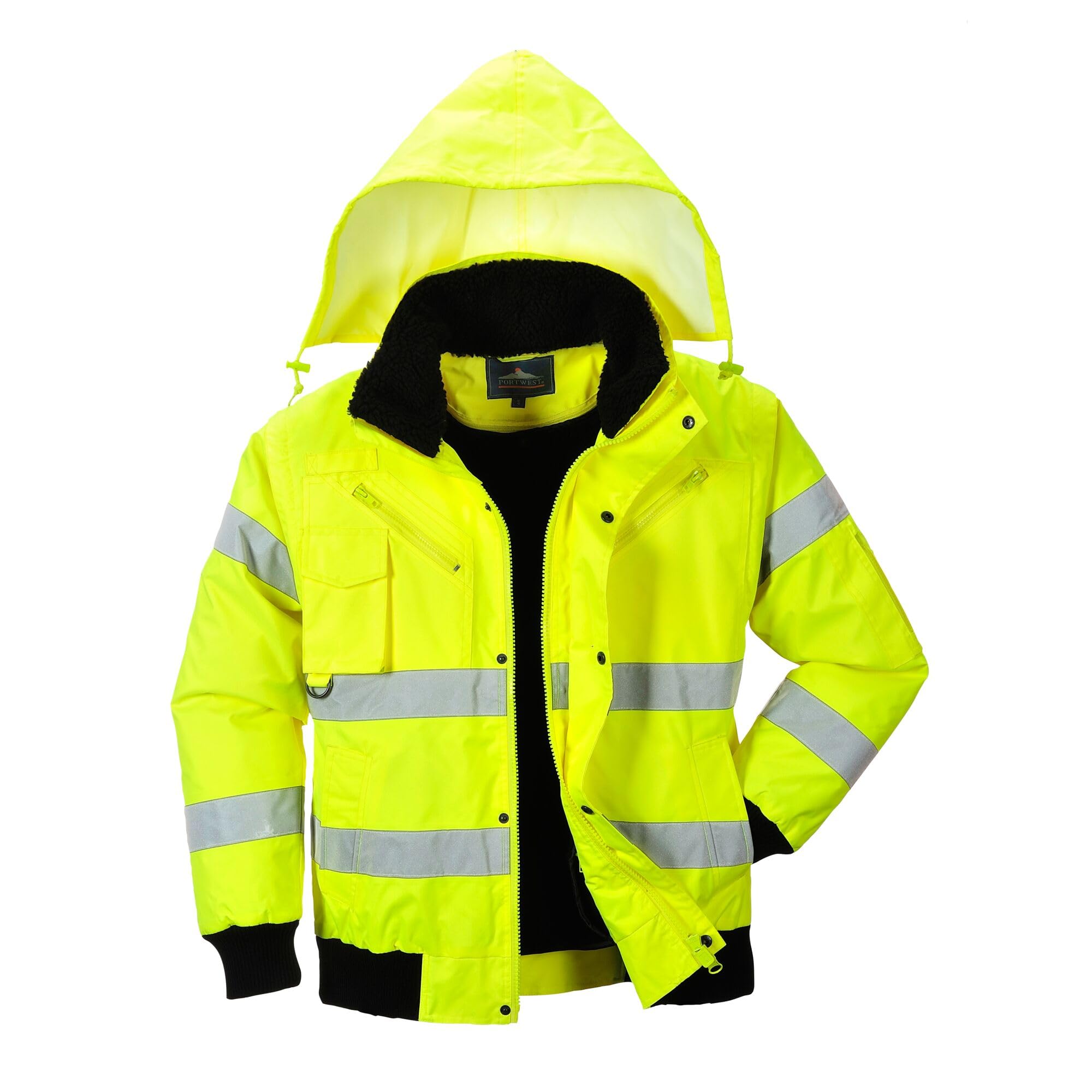 Portwest Cazadora 3 En 1 De Alta Visibilidad, Tamaño: L, Color: Amarillo, C467YERL