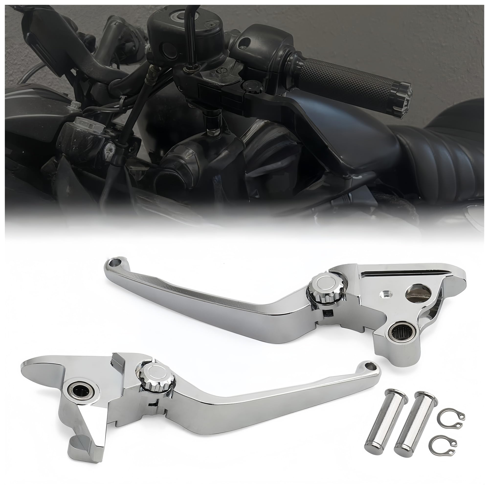 Generisch Motorrad-Kupplungsgriff Motorrad-Kupplungs- und Bremshebel für Harley Softail Low Rider ST FXLRST FXLR FXLRS FLDE FXFB FXFBS 15-24(Black-long)