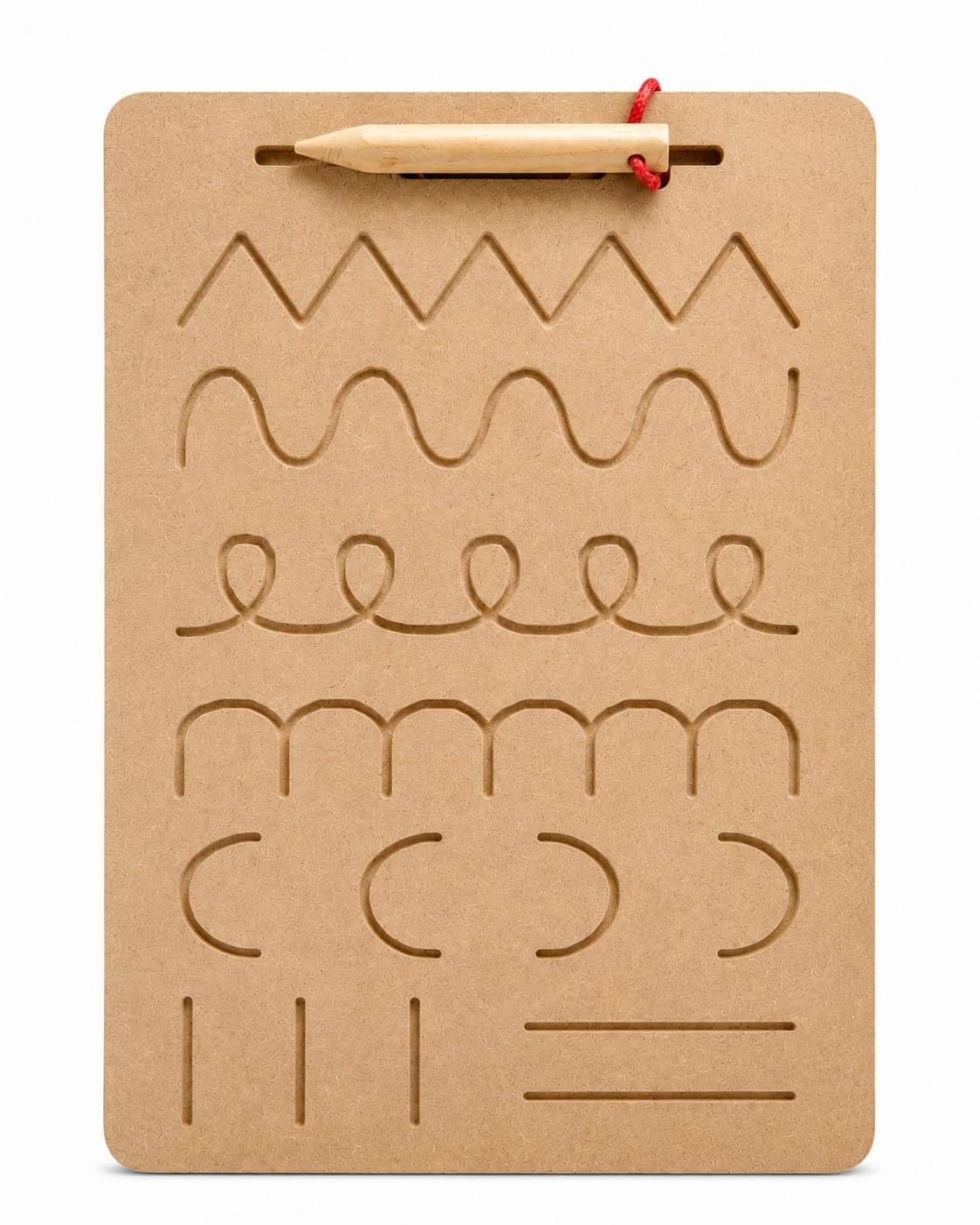 Wooden Pattern Tracing Board for Kids | Lines & Curves Pre-Writing Practice | Montessori Toy for Fine Motor Skills & Handwriting Development | Preschool Learning Toy (2–6 Years)-image-33