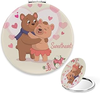 Pocket Mirror for Women, Cute Bear Couple Swe...