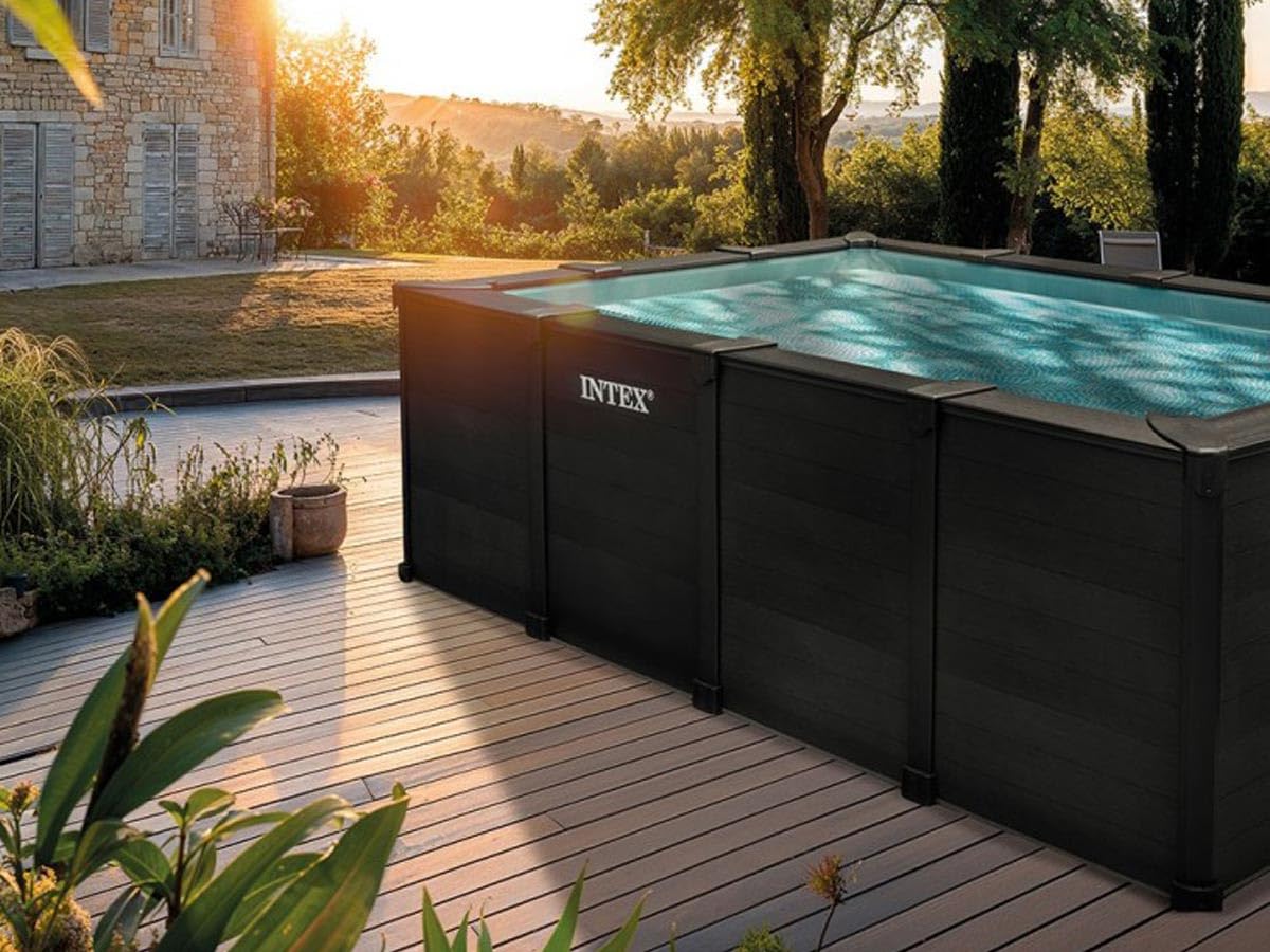 Intex - 26396GN - Kit Piscine Tubulaire rectangulaire Graphite (L) 4,00 x (l) 3,00 x (h) 1,24m